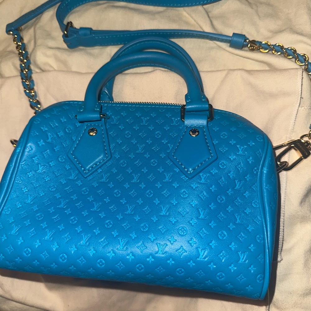Louis Vuitton Nanogram Speedy Bandouliere 20 Blue